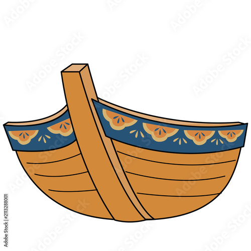 Konstfotografi Traditional Asian oriental wooden boat sampan vessel vector illustration
