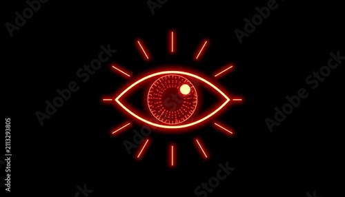 Eye scan Outline icon of an eye with scanning rays digital surveillance and monitoring.