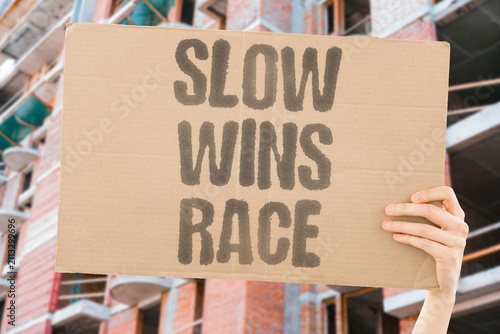 Cuadro en lienzo "Slow Wins Race" Steady progress outperforms frantic speed