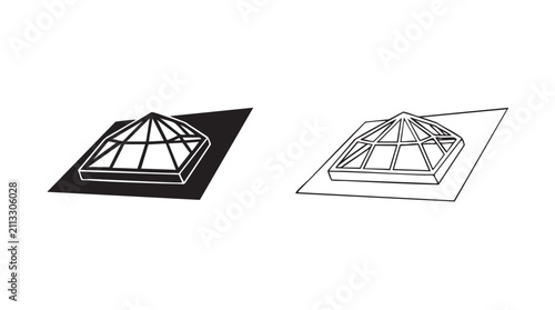 Quadro su tela skylight architecture icon black silhouette with line art vector design