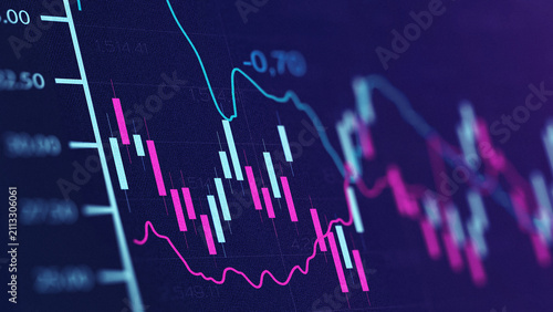 Fotografía Business chart showing stock exchange trading activity with fluctuating values a