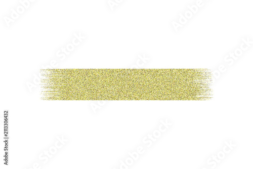 Golden glitter brush stroke with diffused light texture on transparent background