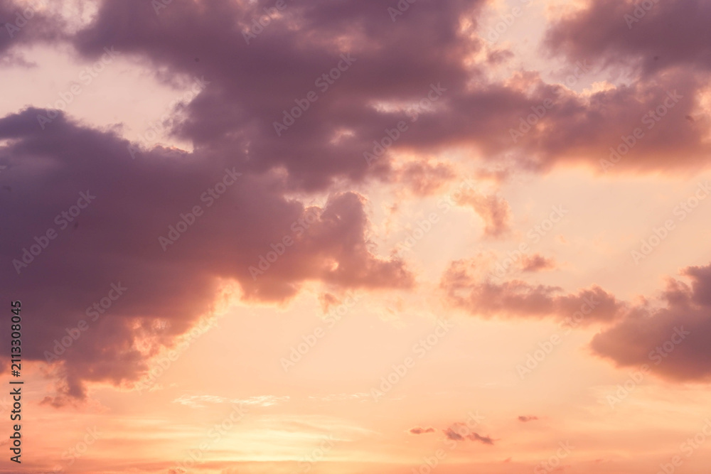 Fototapeta premium Pink Dramatic Sunset Sky Background with Copy Space Area.
