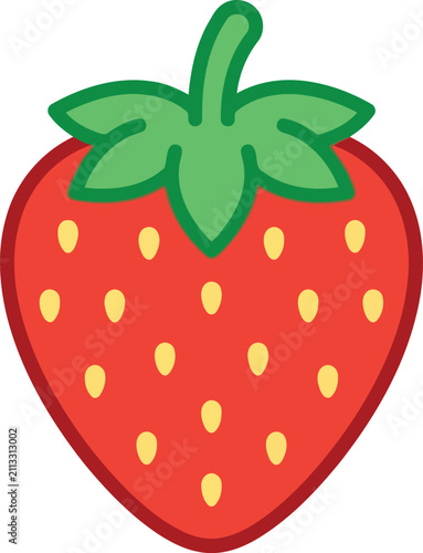 Cute red strawberry fruit flat vector icon Vector