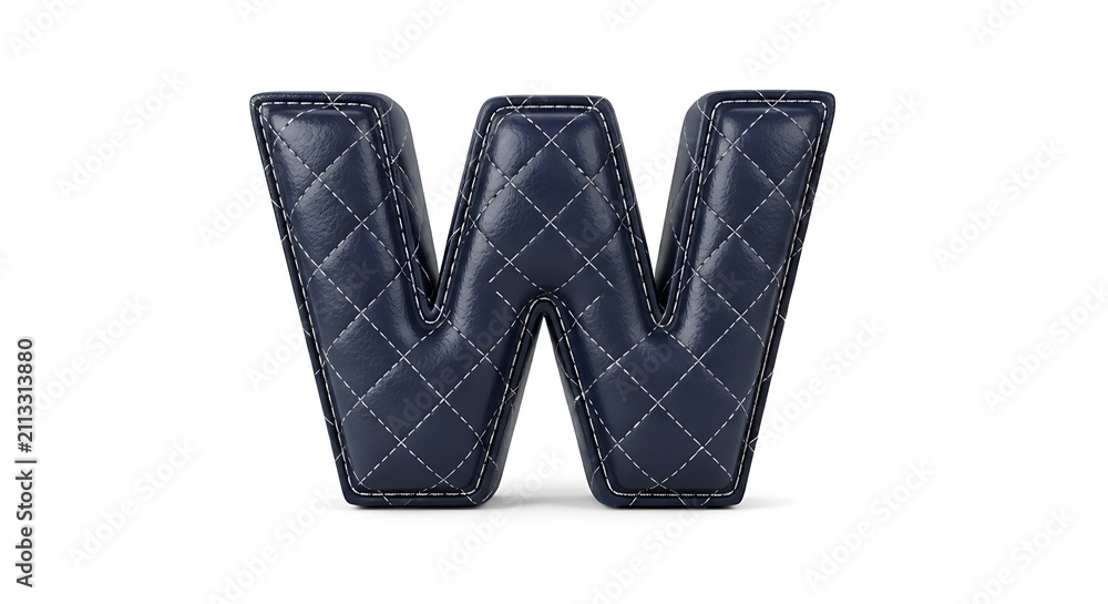 Obraz premium Blue Quilted Leather 3D Capital Letter W