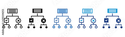 Decision Tree icon set multiple style collection