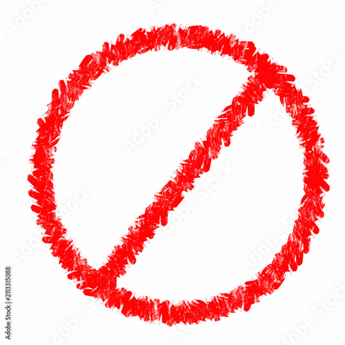 Cuadro en lienzo Rough Hand Drawn Red Forbidden Sign