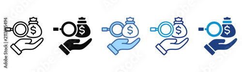 Foto Profitability Review icon set multiple style collection
