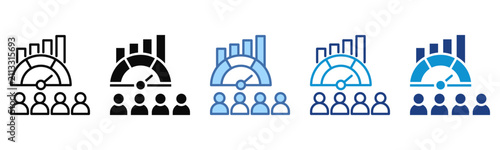 Capacity Benchmark icon set multiple style collection