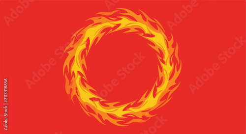 Fiery Ring Icon, Abstract Flame Circle, Stylized Fire Symbol, Graphic Vector Illustration