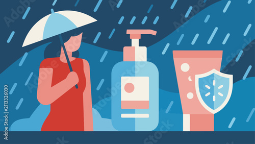 Photos Illustration Of Rainy Season Body Care, Lotion, Moisturizer, And Skin Protection