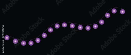 Purple string lights glowing warmly during festive celebrations  vector illustration