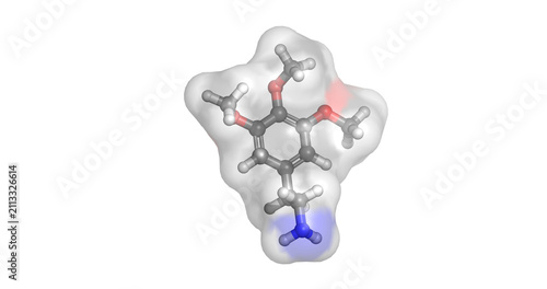 Принти на полотні Mescaline, peyote cactus psychedelic  alkaloid, 3D molecule 4K
