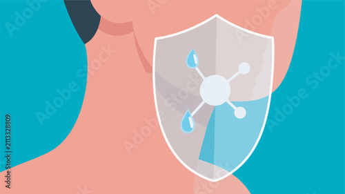 Fotografía Illustration Of Protective Skin Layer With Shield Vector Design Template