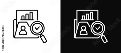 Portfolio Analysis icon set black and white