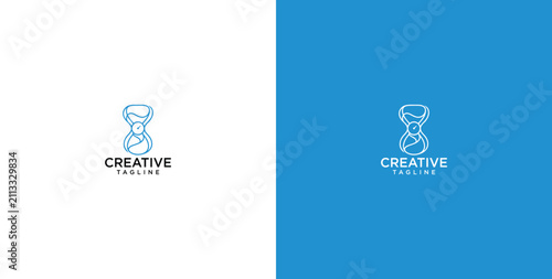 Modern minimalist line art logo design featuring an abstract hourglass shape, symbolizing enduring creativity, strategic innovation, and efficient time-related concepts