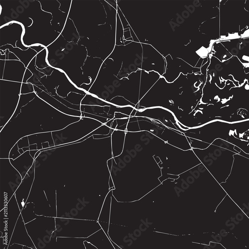 Canvastavla Vector Street Map of Osijek Croatia - Black and White Minimalist City Road Map