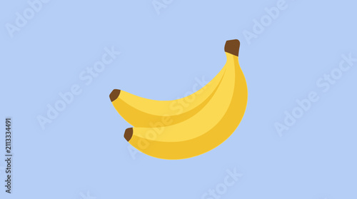 A simple flat vector illustration of two yellow bananas isolated on a light blue background.