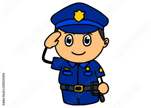 Cute Police Officer Character Saluting