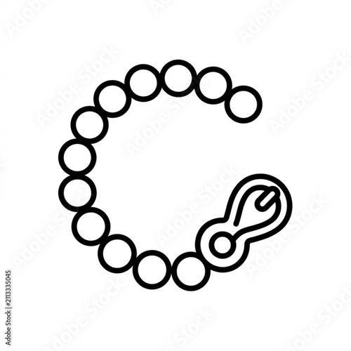 Black and white chain with hook icon illustration.