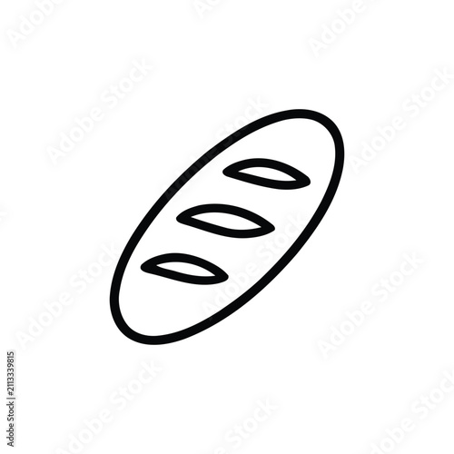 Loaf of bread silhouette black line drawing on white background