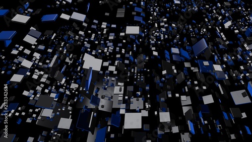 Принти на полотні An abstract illustration featuring countless silver boxes of various sizes arranged like tiles