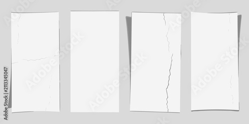 Canvastavla Cracked paper sequence vector illustration with gray background
