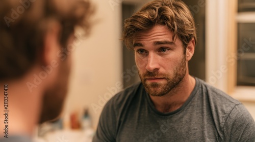 Man gazes intently at another person