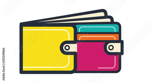 A colorful flat vector illustration of a simple leather wallet