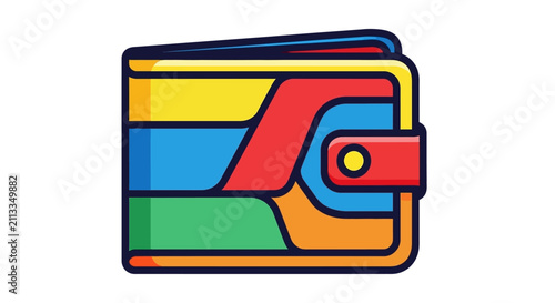 A colorful flat vector illustration of a simple leather wallet
