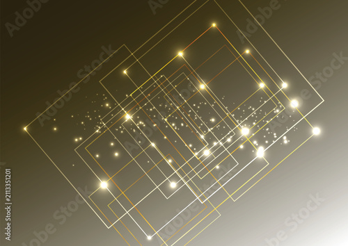 Abstract Gold Glowing Lines and Sparks Vector Background. Luxury Geometric Pattern Illustration.