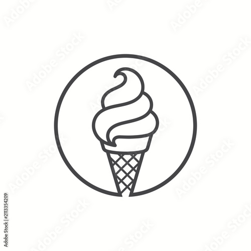 Ice cream cone line art logo