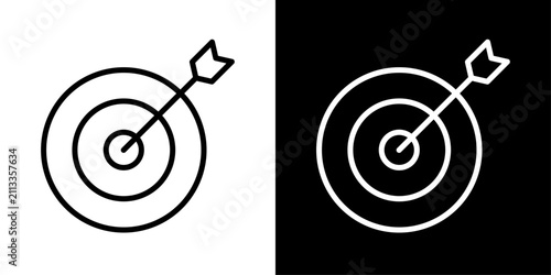 Modern target outline icon with arrow representing business goals, strategic planning, success, precision, achievement, and performance tracking for web, mobile, and software interfaces.