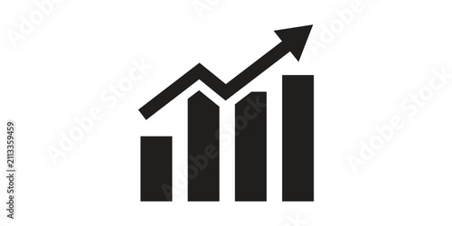 Growing bar chart with upward arrow icon