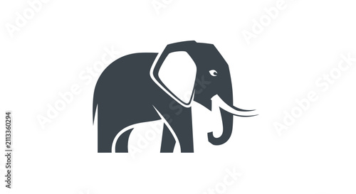 A minimalist graphic illustration of a large wild elephant standing in profile