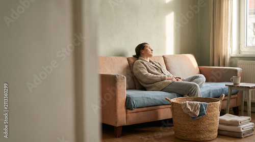 Sunday rest guilt beside unfinished household chores