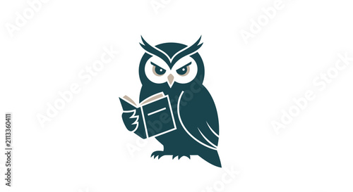 A stylized illustration of a wise owl reading an open book