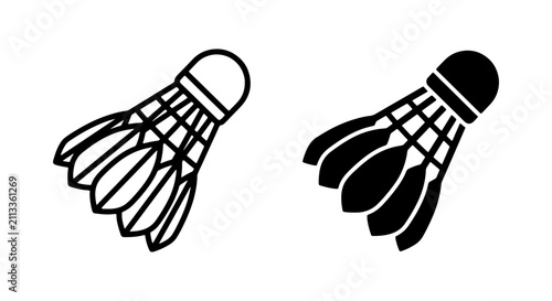 Badminton Shuttlecock Icons, Sport Equipment Vector Graphics, Tennis Ball Game Accessories, Athletic Play Elements