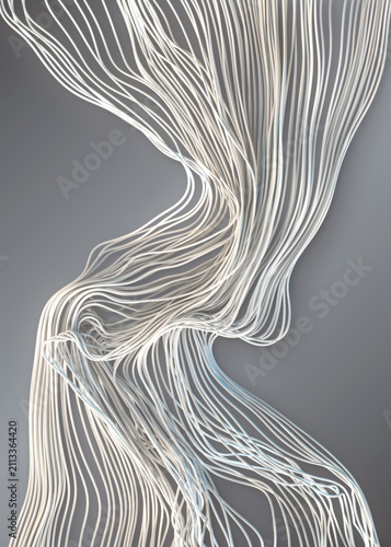 Cuadro en lienzo Flowing White Threads 3D Parametric Design