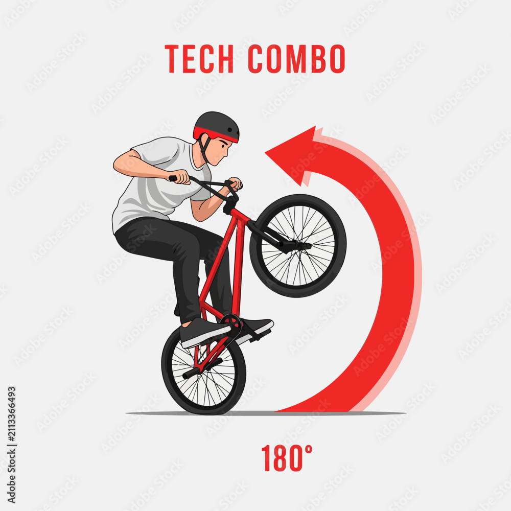 Fototapeta premium Extreme Bmx Rider Performing A 180 Degree Trick In Mid Air