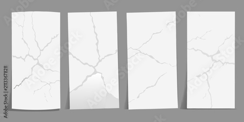 Foto Cracked paper sequence a series of deteriorating white surfaces