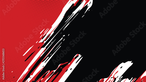 Foto The red background has black and white brushstrokes in a diagonal pattern