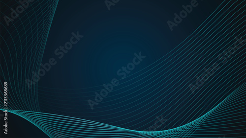 A dark blue background with a pattern of wavy, curving lines arranged in a simple, orderly manner, creating depth and empty space.