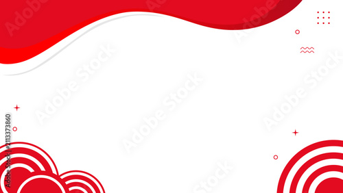 Fotografie Bold red waves curve gently against clean white space