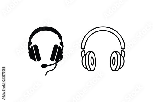 Headphones Icons Set for Audio Communication Music Streaming and Gaming Support