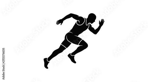 Dynamic Silhouette of a Professional Sprinter in Motion - Athletic Performance and Speed Concept Illustration