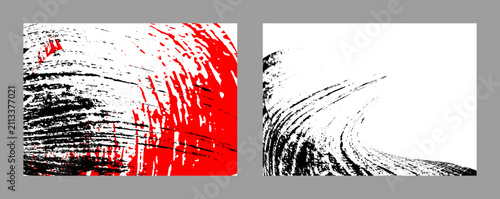 Strokes of black and red paint on a white background. Set of two templates. Graffiti element. Design template for the design of banners, posters, booklets, covers, magazines. EPS 10