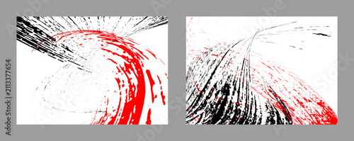 Strokes of black and red paint on a white background. Set of two templates. Graffiti element. Design template for the design of banners, posters, booklets, covers, magazines. EPS 10