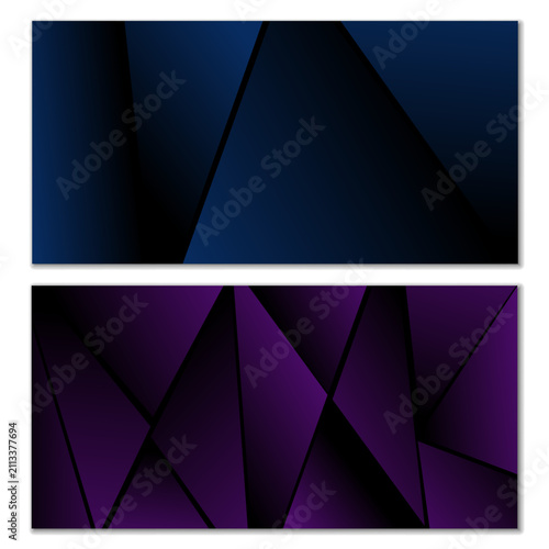 Abstract polygonal pattern. Set of two dark gradient polygonal backgrounds. Background design, cover, postcard, banner, wallpaper