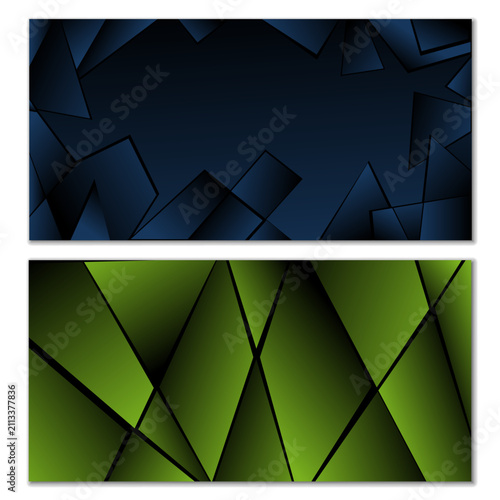 Abstract polygonal pattern. Set of two dark gradient polygonal backgrounds. Background design, cover, postcard, banner, wallpaper